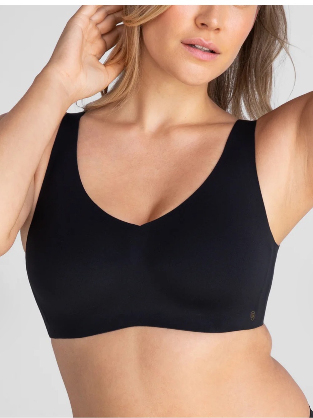 Honey Love Soft Form Bra Wireless Black V Neck Women’s Size L 38 B/C